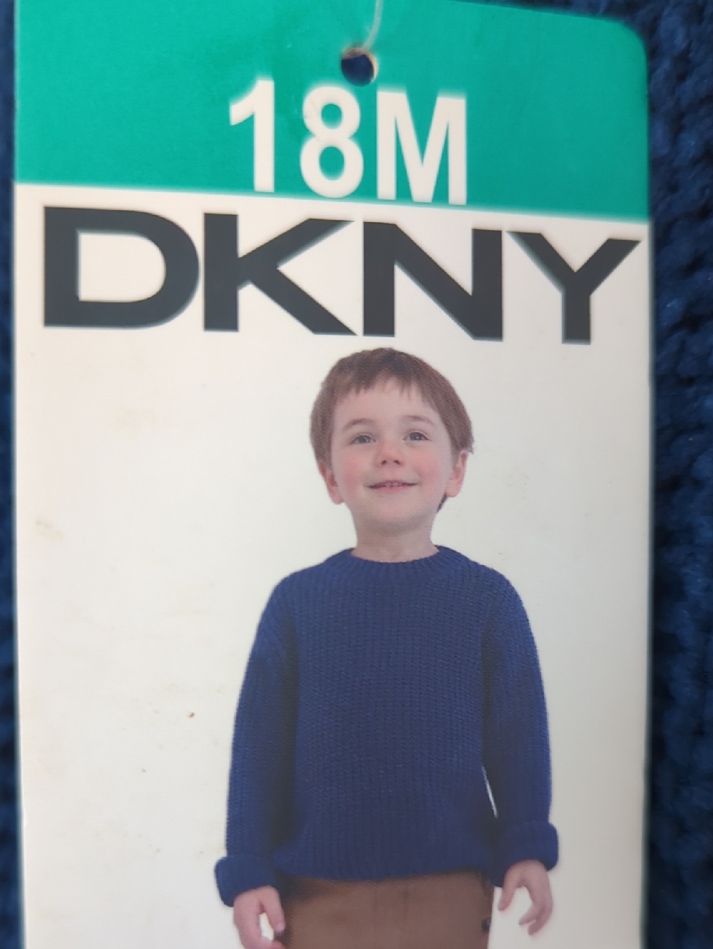 DKNY Boys Royal Blue Knit Crewneck Sweater Size 18 Months-New With Tag